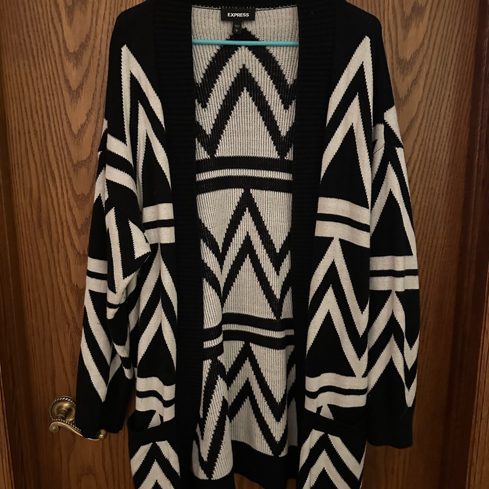 Express Black and White Chevron Sweater